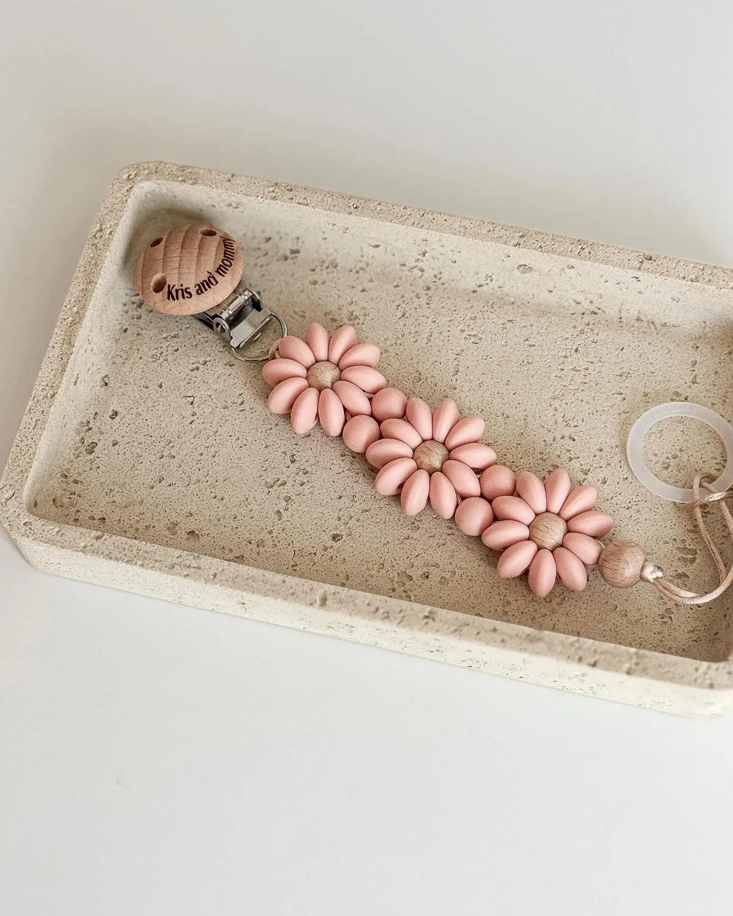 Pastel Daisy Pacifier Clip