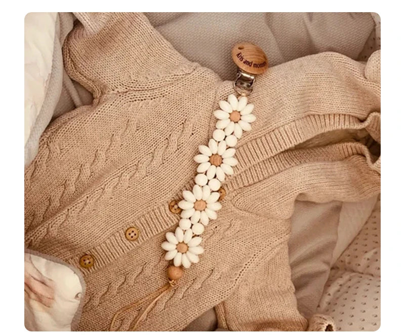 Pastel Daisy Pacifier Clip