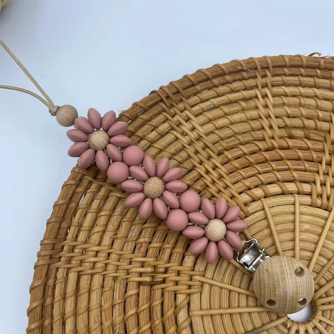 Pastel Daisy Pacifier Clip