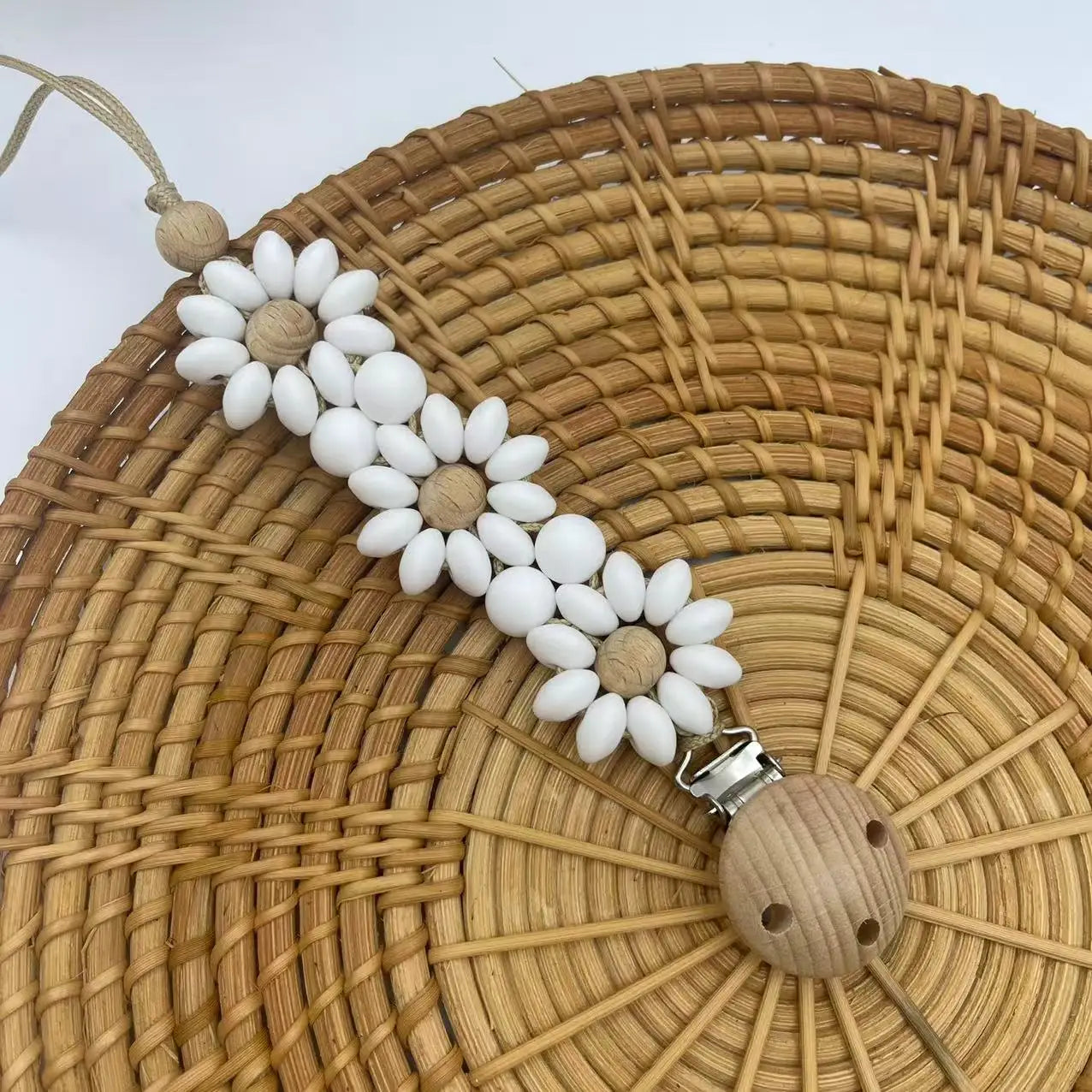 Pastel Daisy Pacifier Clip