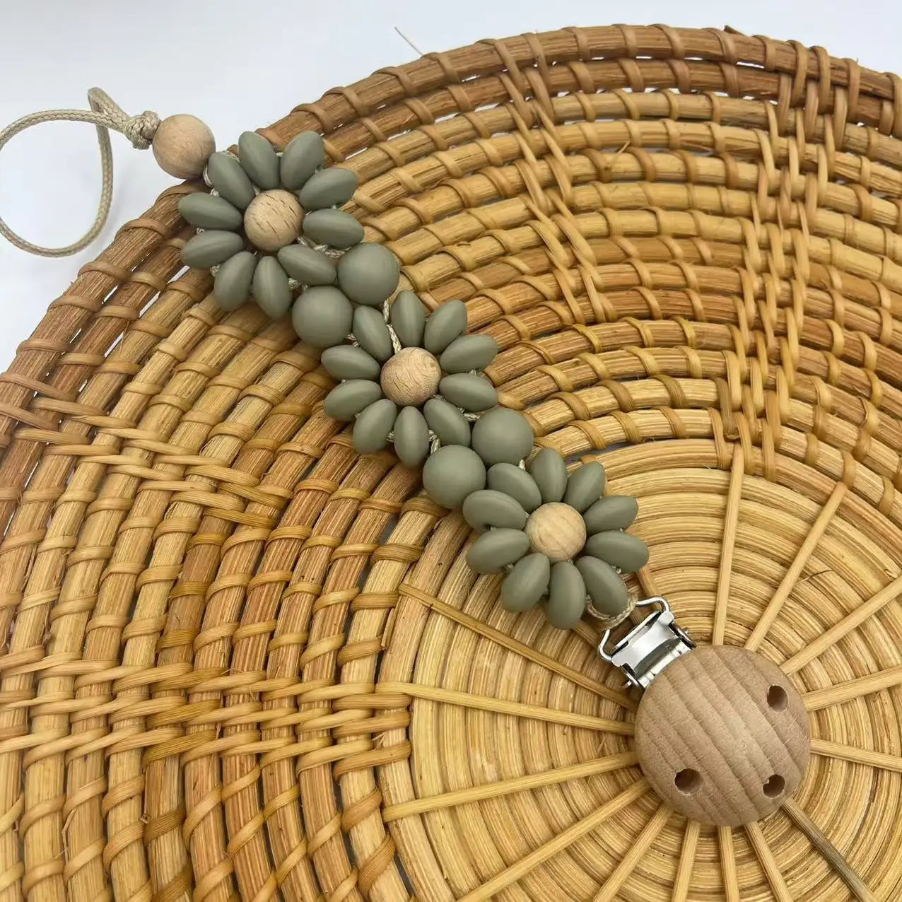 Pastel Daisy Pacifier Clip